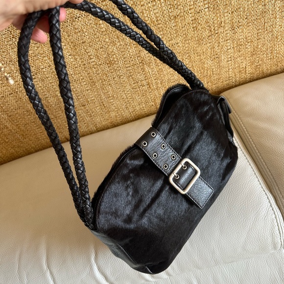 JULIANA Colezione Dark Brown Bag Combination of Calf fur and  genuine Leather. - Picture 4 of 12